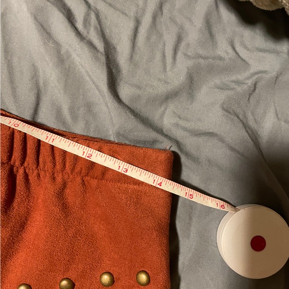 Microsuede Studded Mini Skirt by Rock & Roll Cowgirl size L (Large) rusty orange - Picture 7 of 10